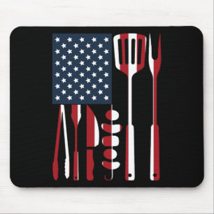 Tapis De Souris Outils de grillade amusants pour barbecue américai