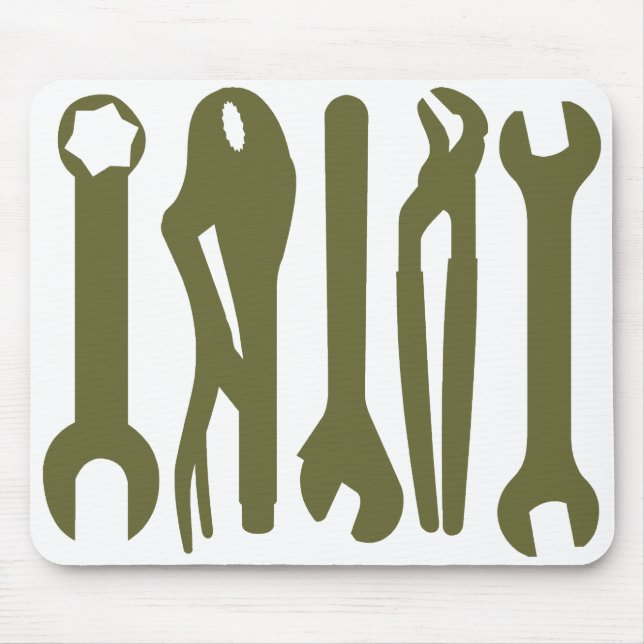 Tapis De Souris Outils - Olive foncé sur blanc (Devant)