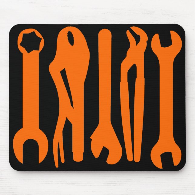 Tapis De Souris Outils - Orange sur noir (Devant)