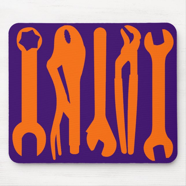 Tapis De Souris Outils - Orange sur violet profond (Devant)