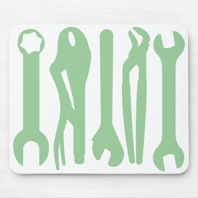 Tapis De Souris Outils - Vert clair sur blanc (Devant)