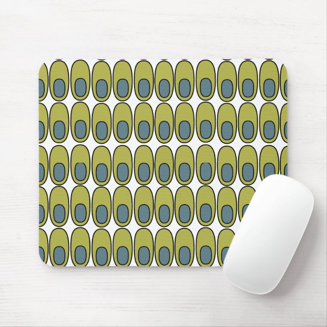 Tapis De Souris Ovales verts et gris récurrents (Avec souris)