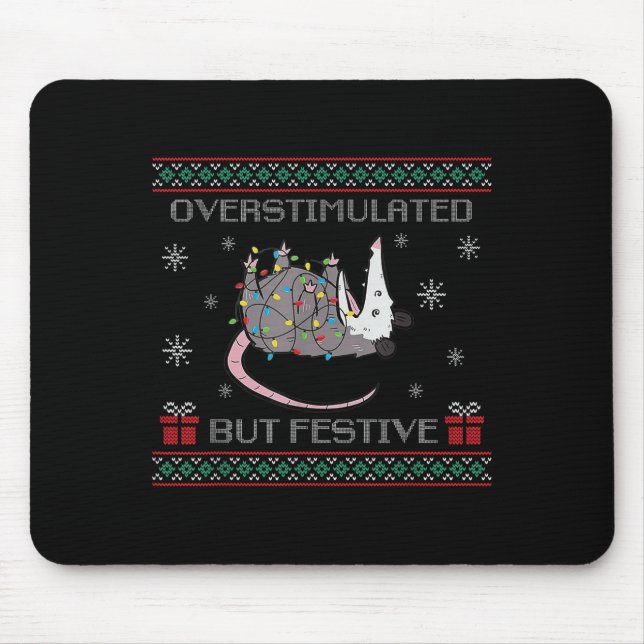 Tapis De Souris Overstimulated But Festive Ossum Ugly Sweater Chri (Devant)