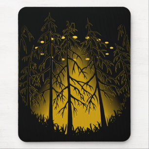 Tapis De Souris OVNI Mousepad Soucoupe volante avec hibou Art Mous