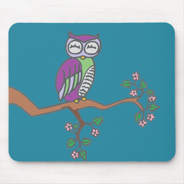 Tapis De Souris Owl art Night Blue (Devant)