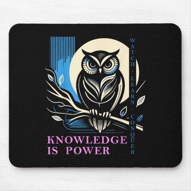 Tapis De Souris Owl - Knowledge Is Wer - Wisdom Owl Design  (Devant)