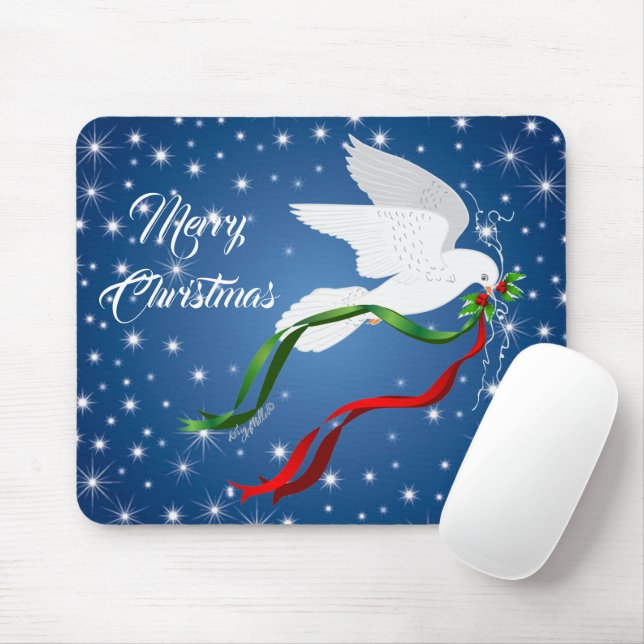 Tapis De Souris Pad de la souris de Noël de la colombe blanche (Avec souris)