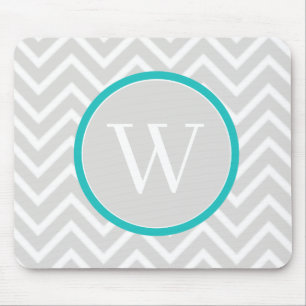 Tapis De Souris Pad de souris Chevron Monogram turquoise