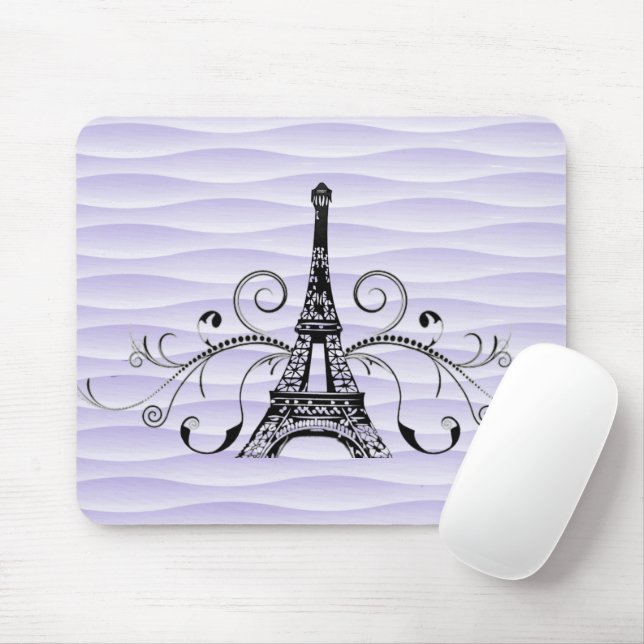 Tapis De Souris Pad de souris pourpre Tour Eiffel (Avec souris)