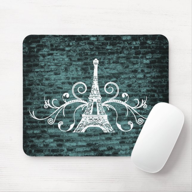Tapis De Souris Pad Souris Tour Eiffel turquoise (Avec souris)