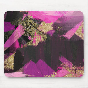 Tapis De Souris Pailleté Or Noir Rose Pinceau Moderne Glam Grunge