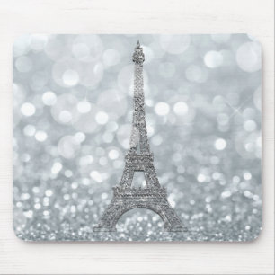 Tapis De Souris Paillettes Argentées Tour Eiffel de Paris Brillant