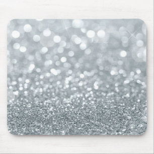 Tapis De Souris Paillettes tendance glamour bokeh argenté brillant