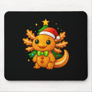 Tapis De Souris Pain d'épices Homme Axolotl Santa Hat sapin de Noë