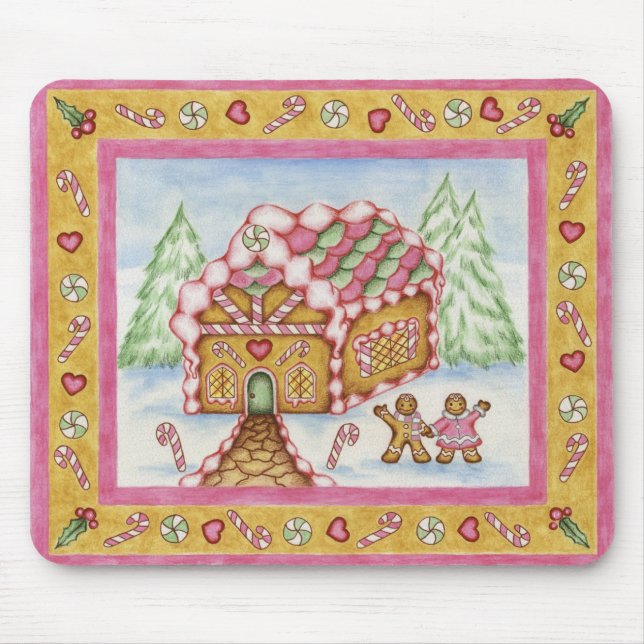 Tapis De Souris Pain d'épices Maison de coeur Mousepad (Devant)