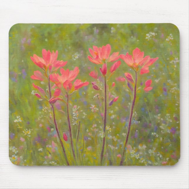 Tapis De Souris Paintbrush Fleur sauvage rose Pad (Devant)