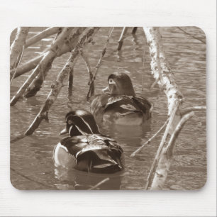 Tapis De Souris Pair de canard à bois à Sepia