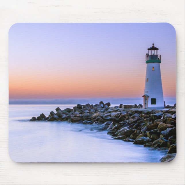 Tapis De Souris Paisible Calme Côtier Simplistic Lighthouse Art (Devant)