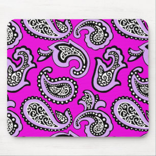 Tapis De Souris Paisley Intemporel sur Fond Rose Chaud