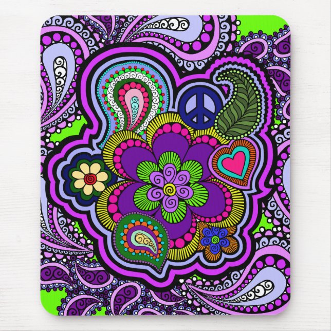 Tapis De Souris Paisley pourpre psychédélique Mousepad (Devant)