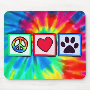 Tapis De Souris Paix, amour, chien ; Pawprint