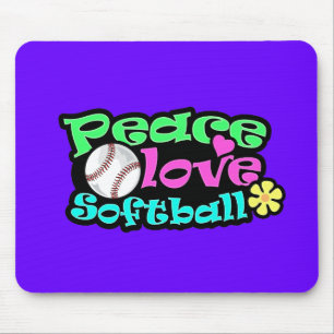 Tapis De Souris Paix, Amour, Softball