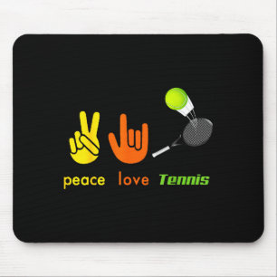 Tapis De Souris Paix Amour Tennis Drôle de Tennis Amoureux Signe d