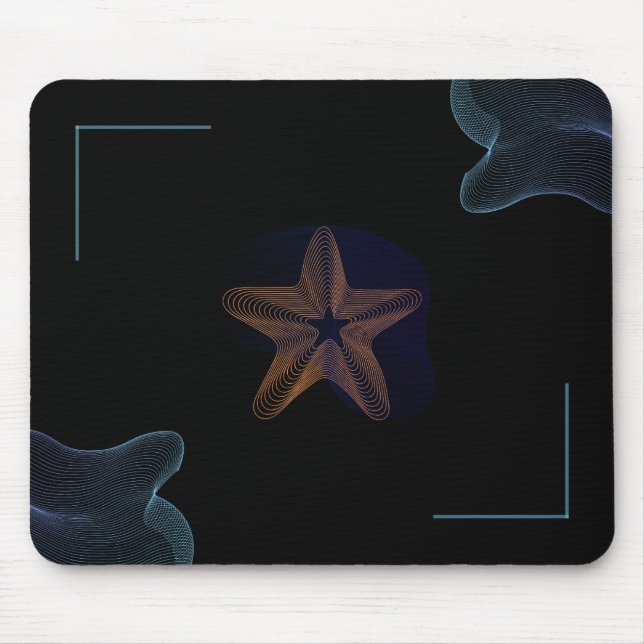 Tapis De Souris Palette holographique moderne en noir et bleu (Devant)