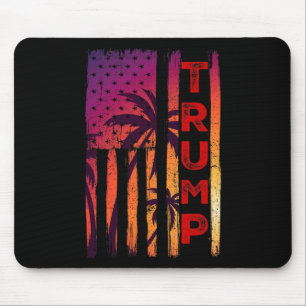 Tapis De Souris Palm Tree Vintage Distorsion Du Drapeau Américain 