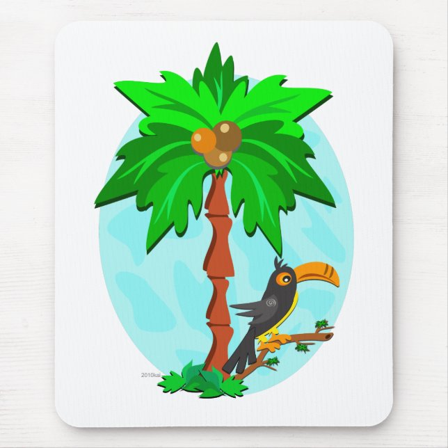 Tapis De Souris Palmier avec le toucan attentif (Devant)