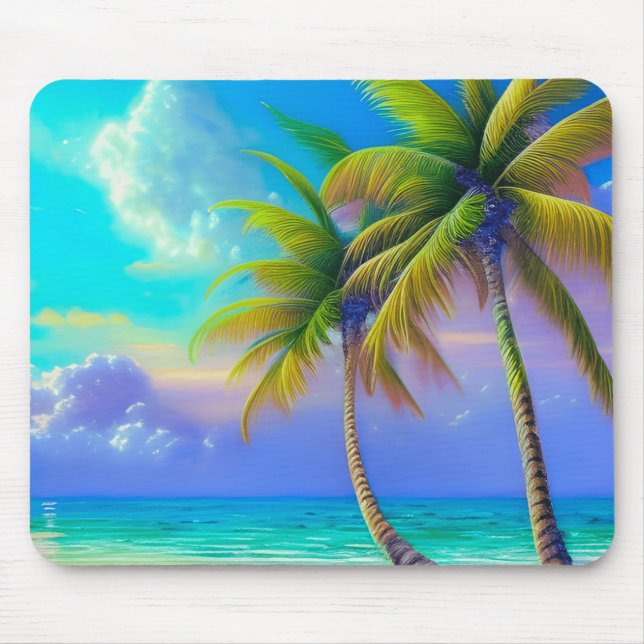Tapis De Souris Palmiers à la tombée de nuit Tropical (Devant)