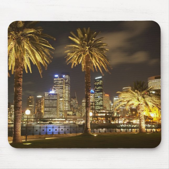 Tapis De Souris Palmiers et CBD à la nuit, Sydney, Nouvelle-Écosse (Devant)