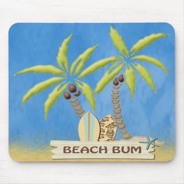 Tapis De Souris Palmiers et panneaux de surf (Devant)