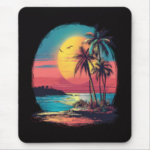 Tapis De Souris Palmiers et plage