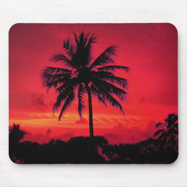 Tapis De Souris Palmiers exotiques du coucher de soleil de l'Hawaï (Devant)