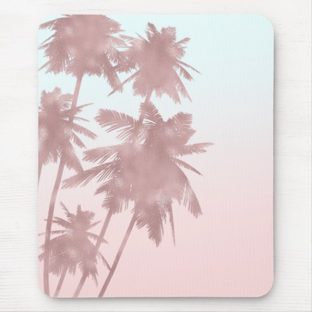 Tapis De Souris Palmiers roses Gold Rose Plage Ombre Palmiers Girl (Devant)