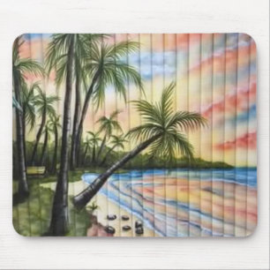 TAPIS DE SOURIS PALMIERS TROPICAUX AVEUGLES DE PLAGE