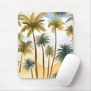Tapis De Souris Palmiers Tropicaux Peinture Aquarelle de Plage