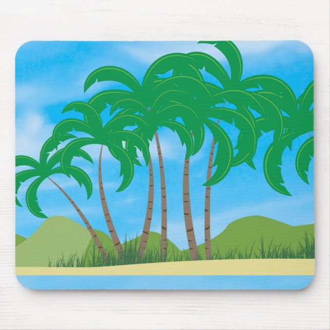Tapis De Souris Palmiers tropicaux Sand Blue Sky Élégant Modèle (Devant)