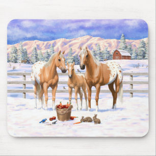 Tapis De Souris Palomino Appaloosa Chevaux En Neige