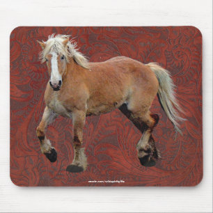 Tapis De Souris Palomino Percheron Art sur Faux-cuir BG Mousepad