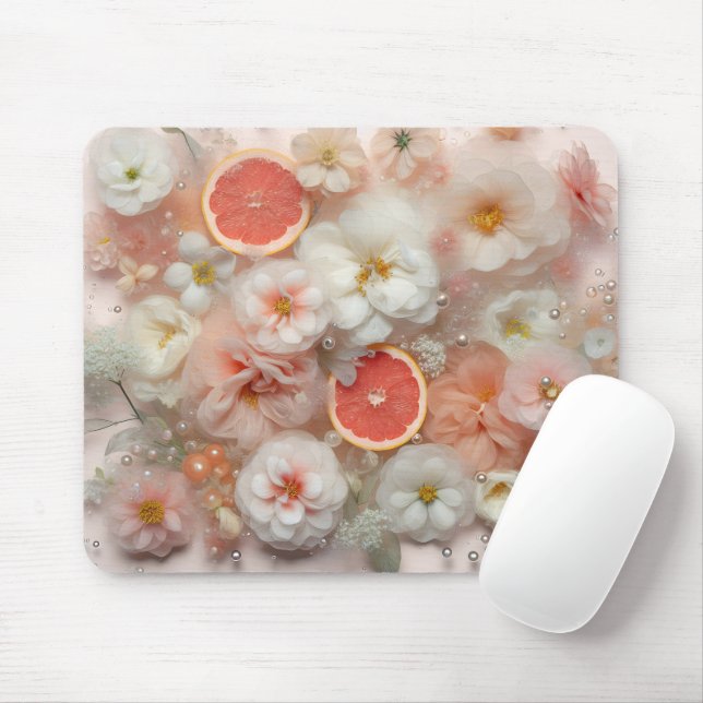 Tapis De Souris Pamplemousse et fleurs (Avec souris)