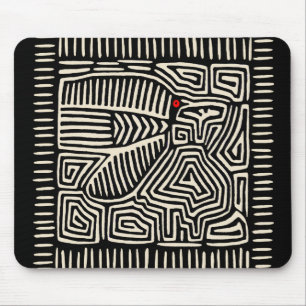 Tapis De Souris Panama Kuna Indian Mola Pajaro - noir blanc