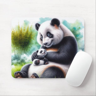 Tapis De Souris Panda Bear Avec Son Petit