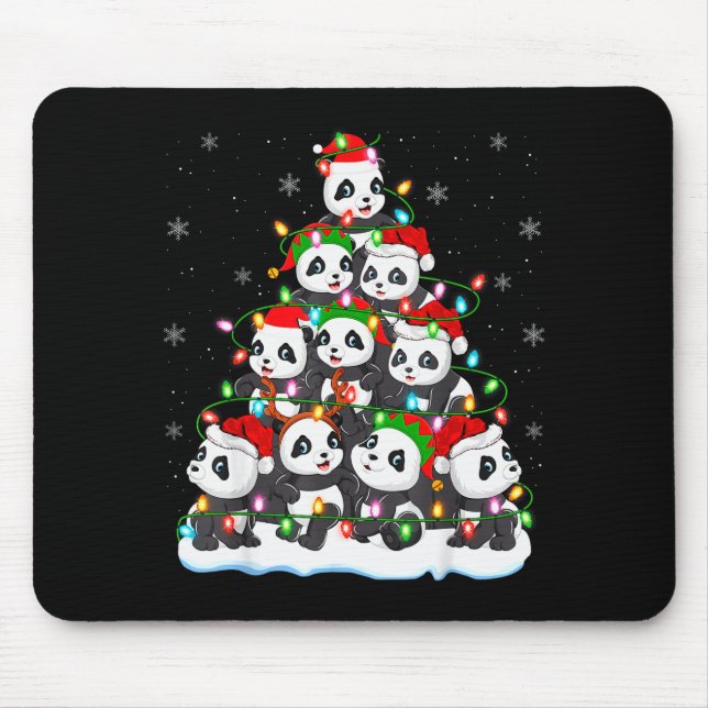 Tapis De Souris Panda Christmas Tree Lights Xmas Sweater Holiday P (Devant)