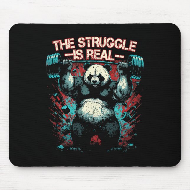 Tapis De Souris Panda Deadlift Gym Bodybuilding La Lutte Est Re (Devant)