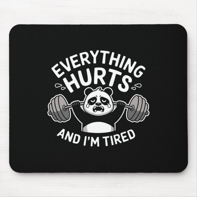 Tapis De Souris Panda d'entraînement Tout fait mal Tired Funny Gym (Devant)