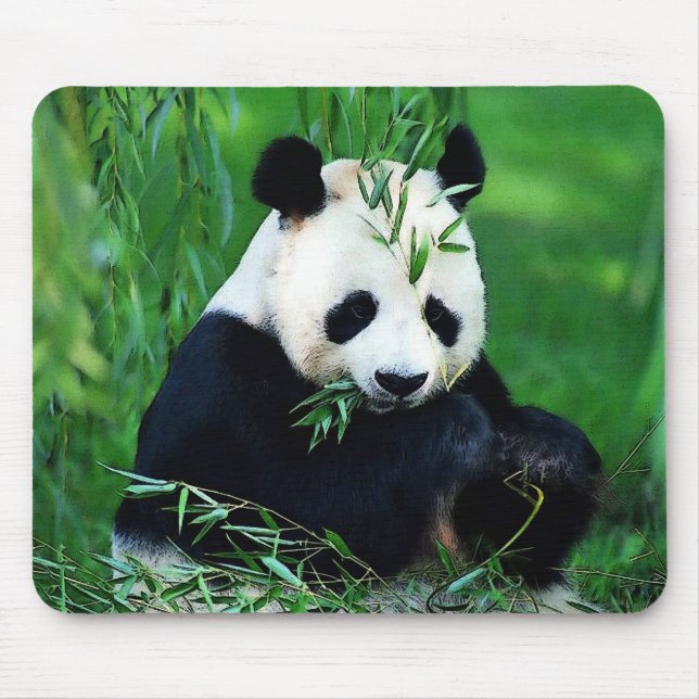 Tapis De Souris Panda Manger Feuilles (Devant)