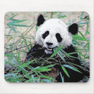 Tapis De Souris Panda Manger Feuilles