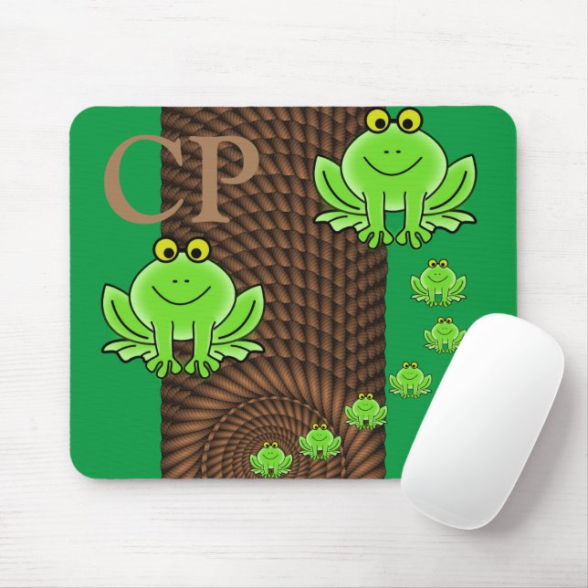 Tapis De Souris Panier à cordes de grenouilles vertes ! Panier de  (Avec souris)